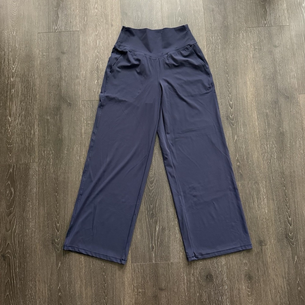 Halara NWT Womens Small Indigo High Rise‎ Wide Leg Pants Yoga Gym Workout